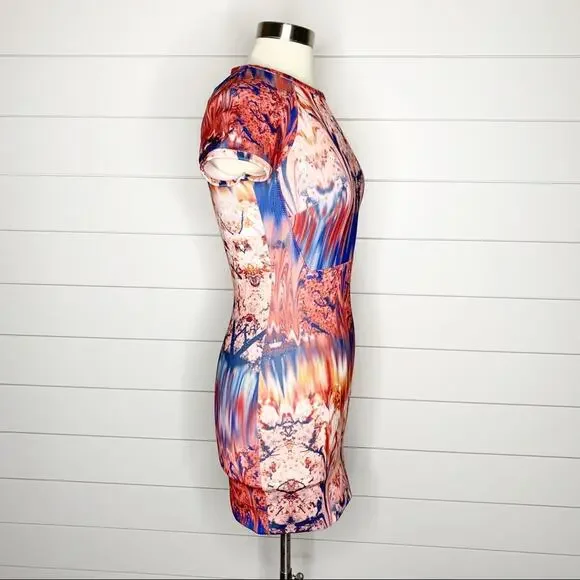 ZARA Collection Cherry Blossom Sheath Dress Pink Blue Size Small - Picture 6 of 9